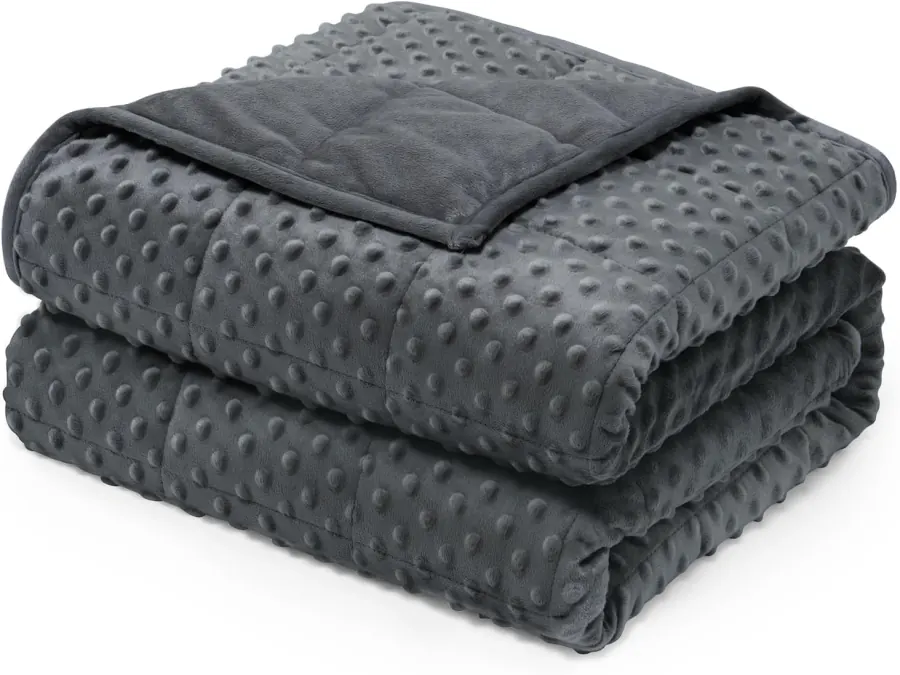 Cobertor ponderado Wemore 9 kg King cinza, de pelúcia com bolinhas em relevo, dobrado
