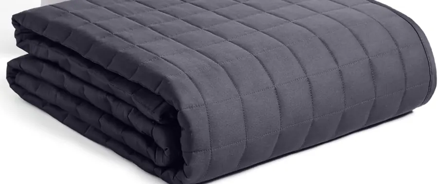 Cobertor ponderado YnM 5,4 kg cinza-escuro, de microfibra, dobrado, com a costura em quadrados pequenos